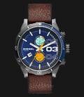 Diesel DZ4350 Double Down 2.0 Chrono Blue Dial Brown Leather Strap Watch-0