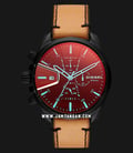 Diesel DZ4471 Ms9 Chronograph Men Red Dial Brown Leather Strap-0