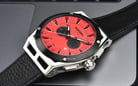 Diesel Timeframe DZ4591 Chronograph Men Red Dial Black Leather Strap-5
