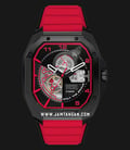 Diesel Flayed DZ7469 Automatic Black Open Heart Dial Red Silicone Strap-0