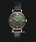 Emporio Armani Gianni T-Bar AR11060 Mother of Pearl Dial Black Leather Strap-0