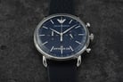 Emporio Armani Chronograph AR11105 Blue Dial Black Leather Strap-6
