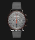 Emporio Armani AR11168 Chronograph Grey Dial Black Leather Strap-0