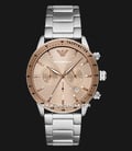 Emporio Armani Chronograph AR11352 Men Beige Gold Dial Silver Stainless Steel Strap-0