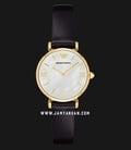 Emporio Armani Classic AR1910 White Mother of Pearl Dial Black Leather Strap-0