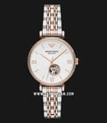 Emporio Armani Automatic AR60019 Ladies Silver Open Heart Dial Two Tone Stainless Steel Strap-0