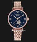 Emporio Armani Automatic AR60043 Ladies Open Heart Blue Dial Rose Gold Stainless Steel Strap-0