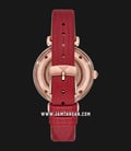 Emporio Armani Automatic AR60048 Ladies Open Heart Mother Of Pearl Dial Red Leather Strap-2
