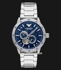 Emporio Armani Automatic AR60052 Meccanico Men Open Heart Blue Dial Stainless Steel Strap-0