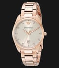 Emporio Armani AR6065 Silver Sunray Dial Rose Gold-tone Stainless Steel-0