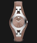 Emporio Armani AR7382 Donna Brown Dial Stainless Steel Case Leather Strap-0