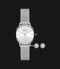Emporio Armani AR80029 Silver Dial Stainless Steel Strap + Earrings Gift Set  -0