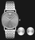 Emporio Armani AR80030 Gray Dial Stainless Steel Strap + Cufflinks Gift Set-0