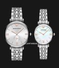 Emporio Armani AR90004 Couple Silver and White MOP Dial Stainless Steel Strap-0