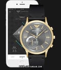 Emporio Armani Hybrid Smartwatch ART3006 Chronograph Grey Pattern Dial Black Leather Strap-1