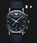 Emporio Armani Hybrid Smartwatch ART3009 Chronograph Blue Sunray Dial Blue Rubber Strap-0