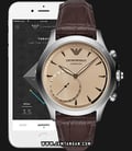 Emporio Armani Hybrid Smartwatch ART3014 Chronograph Biege Pattern Dial Brown Leather Strap-1