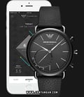 Emporio Armani Hybrid Smartwatch ART3016 Black Dial Black Leather Strap-1