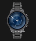 Emporio Armani ART5005 Touchscreen Smartwatch Men Blue Dial Black Stainless Steel Strap-0