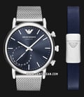 Emporio Armani Connected Smartwatch ART9003 Men Blue Dial Mesh Strap + Bracelet Gift Set-0