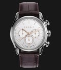 ESPRIT ES108801002 Men Chronograph Silver Dial Stainless Steel Case Leather Strap-0
