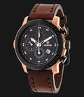 Expedition EXF-6372-MCLBRBA Chronograph Man Black Dial Brown Leather Strap-0