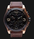 Expedition EXF-6699-MCLBRBA Chronograph Man Black Dial Brown Leather Extra Skull Bracelet-0