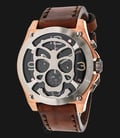 Expedition EXF-6699-MCLTRBA Chronograph Man Black Dial Brown Leather Strap Extra Skull Bracelet-0