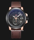 Expedition Sport E 6825 MS LBRBA Men Black Dial Brown Leather Strap-0