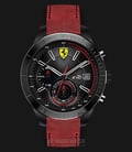 Ferrari 0830399 RedRev Evo Men Black Dial Red Leather with Black Rubber Strap-0