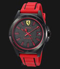 Ferrari 0830424 Pilota Quartz Black Dial Red Rubber Strap-0