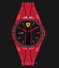 Ferrari 0830494 Pilota Men Black Dial Red Rubber Strap-0