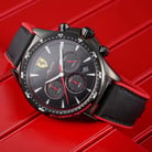 Ferrari Scuderia Pilota 0830623 Chronograph Men Black Dial Dual Tone Rubber Strap-3