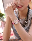 FIYTA Clover DLA8262.WWSD Gemstone Mother of Pearl Inlaid Dial Designed Pink Leather Strap-2