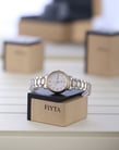 FIYTA Classic L612.MWM Ladies Silver Rose Gold White Dial Stainless Steel Strap-6