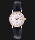FIYTA Classic L802029.TWB Ladies Gold White Dial Black Leather Strap-0