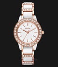 Fossil CE1041 Ladies Jesse White Ceramic Dial Rose Gold Tone Stainless Steel Strap-0