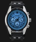 Fossil Coachman CH2564 Chronograph Blue Dial Black Leather Strap-0
