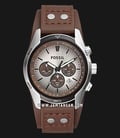 Fossil CH2565 Coachman Chronograph Silver Dial Brown Leather Strap-0