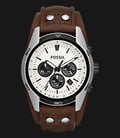 Fossil CH2890 Coachman Chronograph White Dial Brown Leather Strap-0
