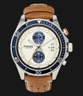 Fossil CH2951 Wakefield Chronograph Cream Dial Brown Leather Strap-0