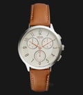 Fossil CH3014 Ladies Abilene Chronograph White Dial Brown Leather Strap-0
