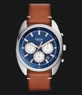 Fossil CH3045 Men Drifter Chronograph Blue Dial Brown Leather Strap-0