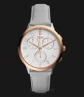 Fossil CH3071 Ladies Abilene Chronograph White Dial Grey Leather Strap-0