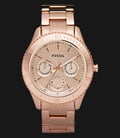Fossil Stella ES2859 Ladies Multifunction Rose Gold Dial Rose Gold Stainless Steel Strap -0
