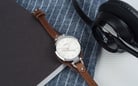 Fossil Georgia ES3060 Ladies Silver Dial Brown Leather Strap-4