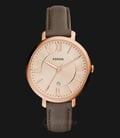 Fossil ES3707 Jacqueline Rose Gold Dial Grey Leather Strap Watch-0