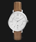 Fossil Jacqueline ES3708 Silver Dial Brown Leather Strap-0