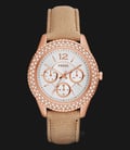 Fossil ES3816 Ladies Stella Multifunction Silver Dial Brown Leather Strap-0