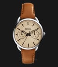 Fossil ES3950 Ladies Tailor Multifunction White Dial Brown Leather Strap-0